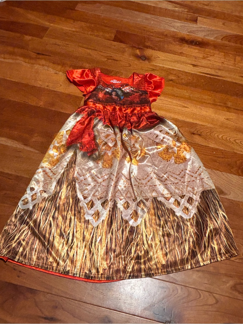 Kids Moana Princess Costume Dress - Orange and Gold